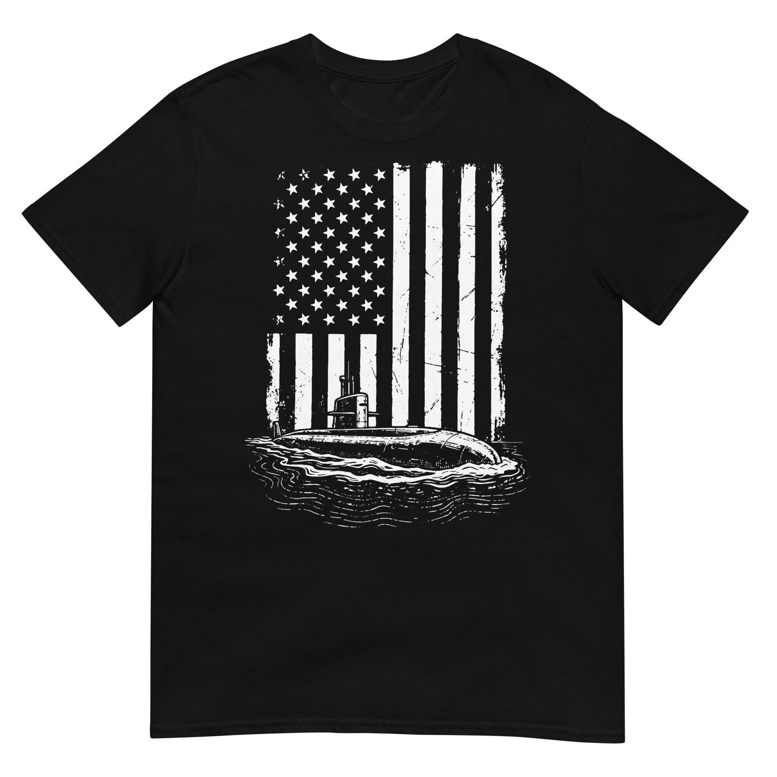 Submarine USA Flag Veteran 4th of July T-Shirt S