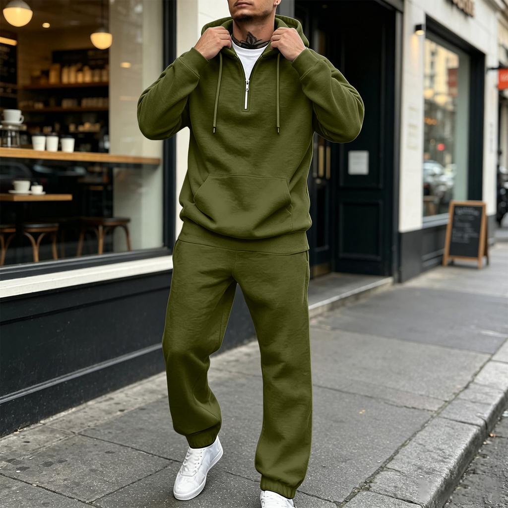Men's Loose Fit Color Sweatshirt and Pants 2 Piece Set with Elastic Waist