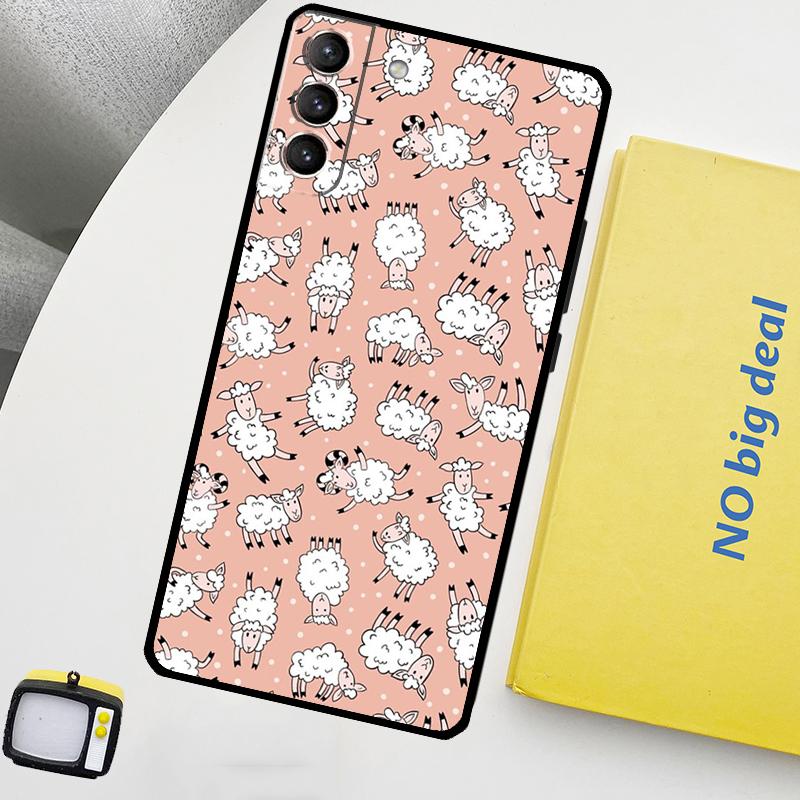 Cute Sheep Case For Samsung Galaxy S23 S22 Ultra S20 S21 FE S9 S10 Plus Note 10 20 Ultra Back Cover