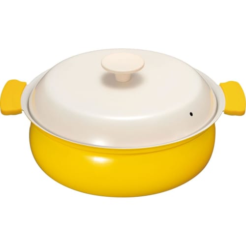 Wahei Freiz Tabletop Pot, 24cm, Serves 3-4, Yellow, Induction and Gas Compatible, Lightweight Ceramic, RB-3215