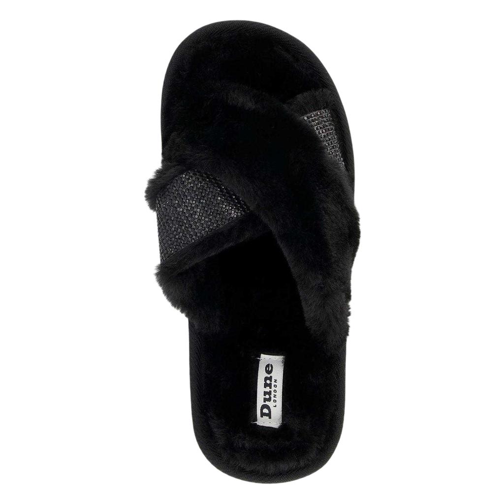 Dune London Womens/Ladies Diamante Faux Fur Indoor Slippers