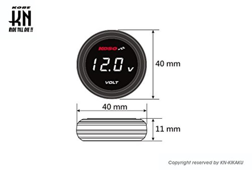KN Planning KOSO Waterproof LED Voltmeter for Motorcycles and 12V with Warning Red Scooters, Function,