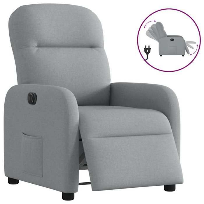 VidaXL Electric Recliner Light Grey Fabric 3302952