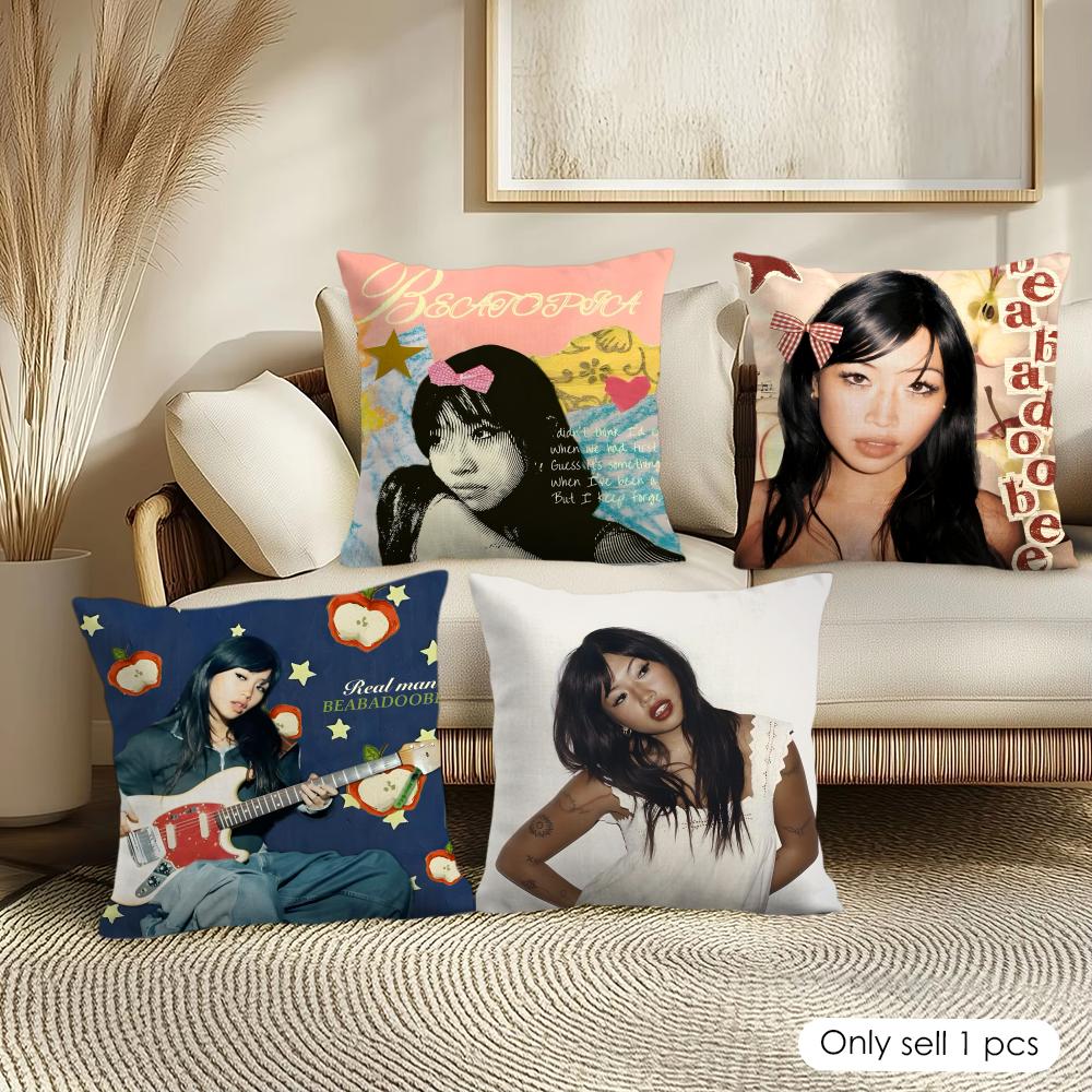 B-Beabadoobee Cushion Cover Soft Short Plush Pillow Cover Smooth Cozy Texture Aesthetic Cushion Case Home Decor