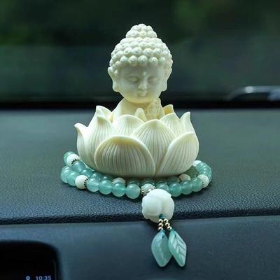 New Lotus Baby Buddha Statue for Tranquil Spaces, Ideal for Home, Office Desk & Car Dashboard Decoration (White, Pack of 1), Marble, Buddha Statue