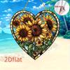 2D Flaches Dorfstil Sonnenblumen Herzförmiges Acryl Dekorationsschild Geeignet für Wanddekoration, Veranda, Zimmer, Villa, Akzente Zuhause, Flur, oder Arbeitsplatz