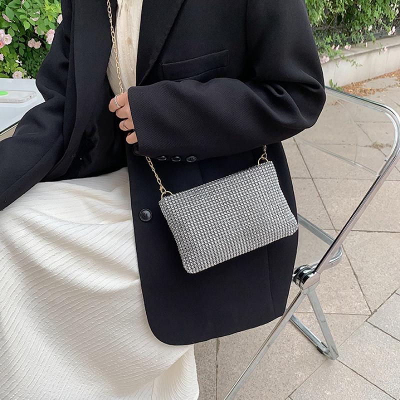 Ny Dameveske Vann Diamant Glitrende Liten Firkantet Veske Temperament Håndholdt Veske Trend En Skulder Crossbody Veske