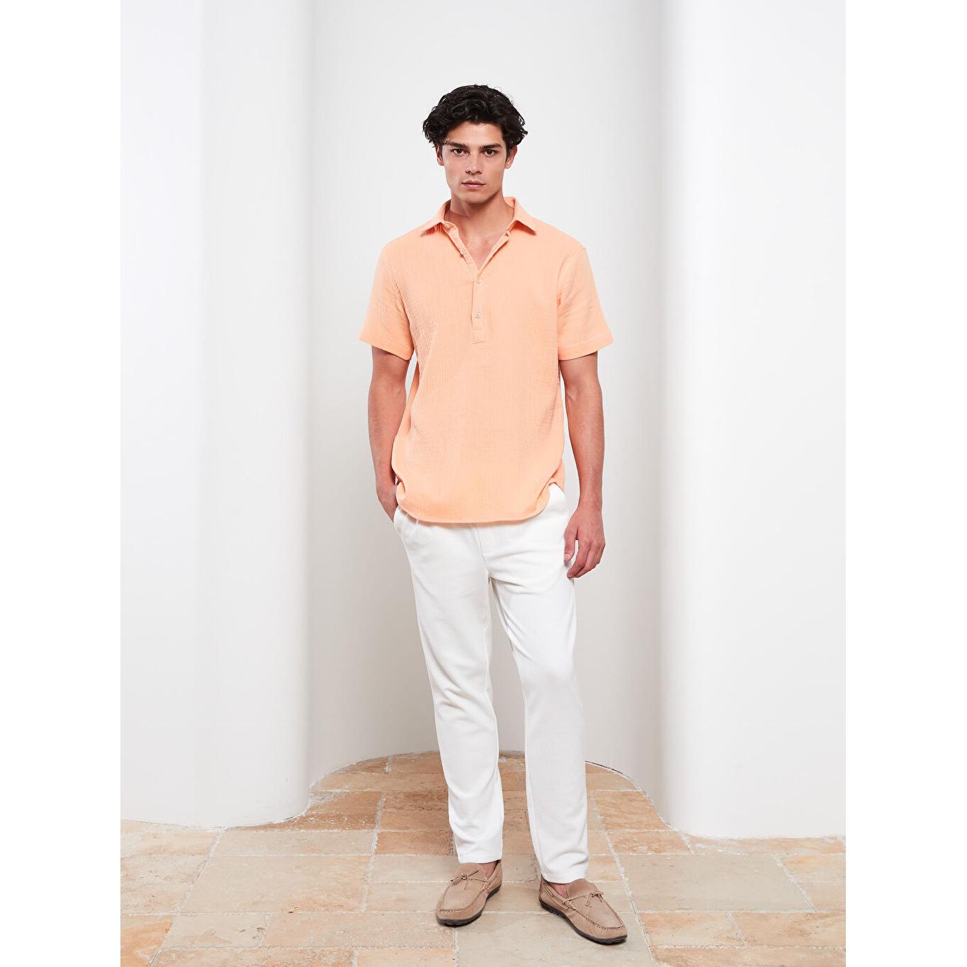 

LCW VISION Slim Fit Мужская рубашка с коротким рукавом оранжевая