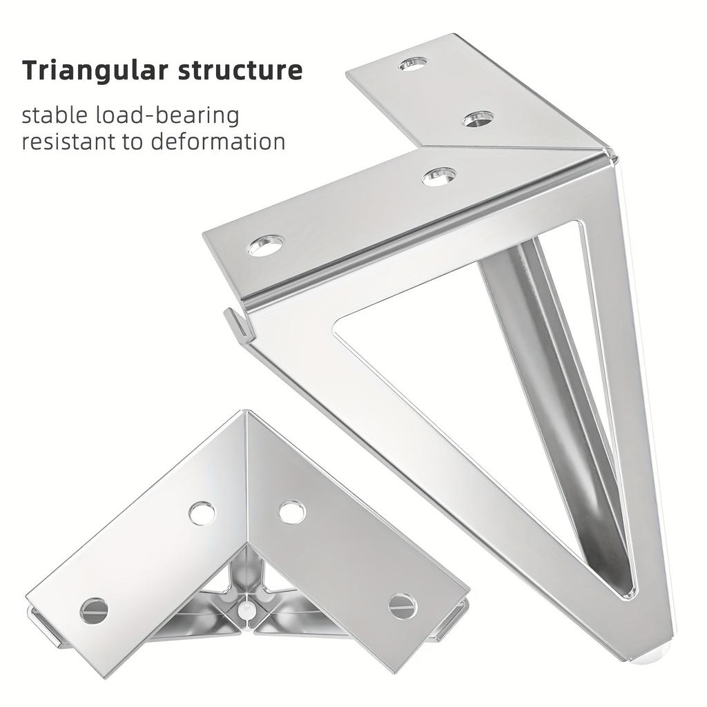 Pieds de Meuble en Métal Argenté, Pieds en Fer Épais de 15 cm pour Canapé, Meuble TV, Meuble de Salle de Bain et Table Basse - Finition Polie