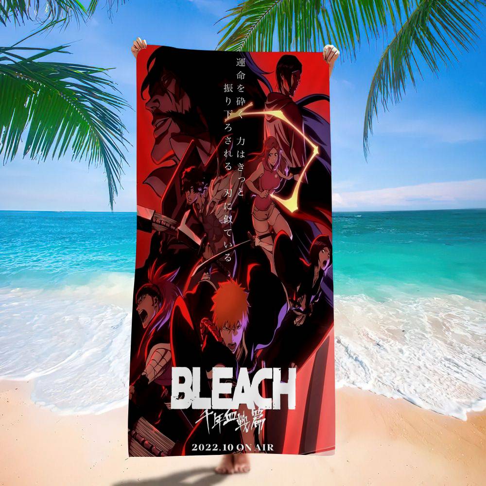 Anime B-Bleach Microfiber Blanket Quick Drying Beach Towels Oversized Printing Super Absorbent Pool Towel Blanket