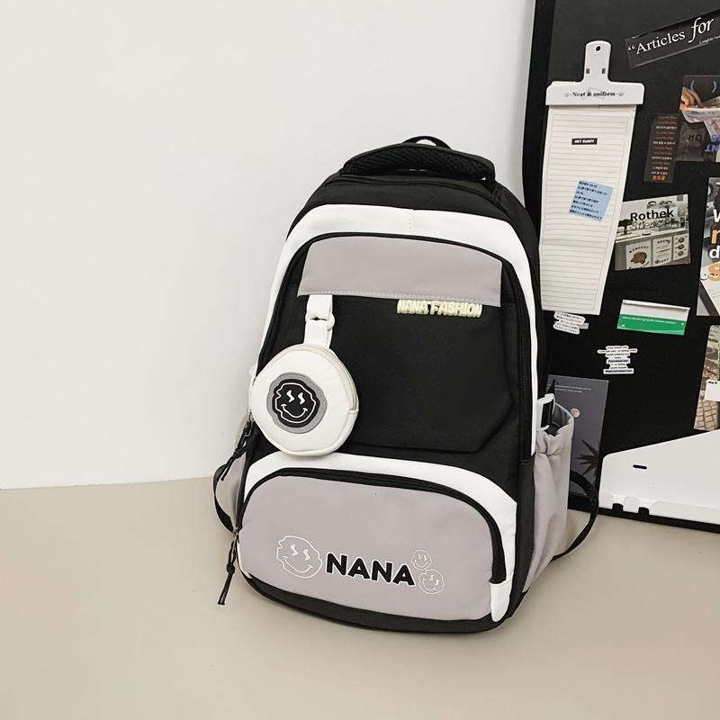 Студенческий школьный рюкзак женский цветной блок рюкзак мужской большой емкости — фото 16