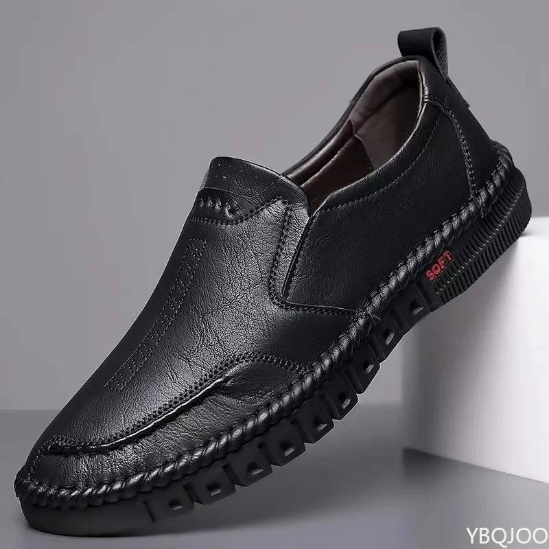 Men's Genuine Leather Bean Bean Shoes New Soft Soled Loafers Versatile Fashion Business Shoes Casual Light Male Flats Zapatos
