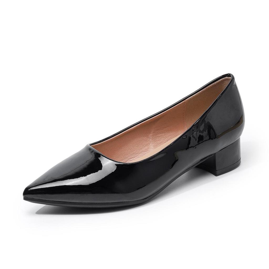 958-24DX Women's Plus Size Pointed Toe Low-Cut Chunky Heel Shoes