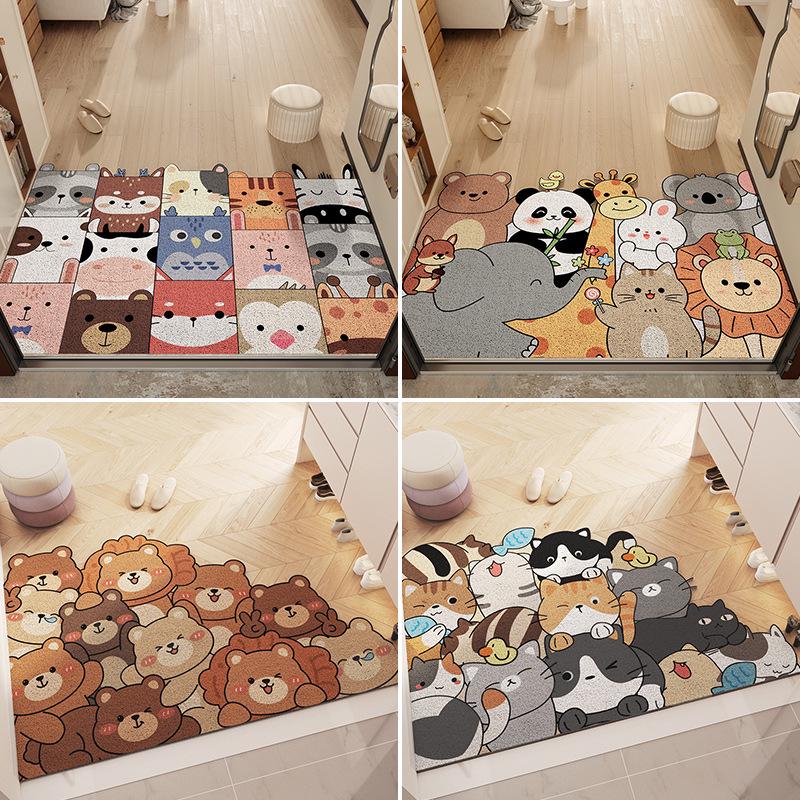 Adorable Cartoon Loop Pile Door Mat: Durable, Cuttable, and Dirt-Resistant Entryway Rug