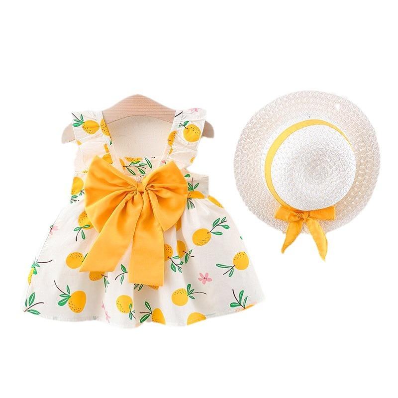 Summer New Girls Cotton Princess Spaghetti Strap Dress Cute Baby Cotton Cloth Skirt Children Clothing