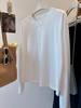 Cross-Season Pure Cotton Korean Double Gauze Long Sleeve T-Shirt for Women - Early Autumn Button Design