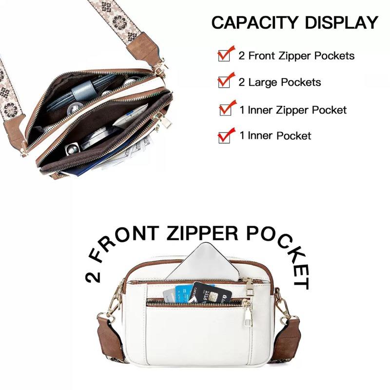 Ladies' Small Square Bag Two-te Leather Crossbody Bag Large-capacity PU Crossbody Wallet Multi-functial Small Square Bag
