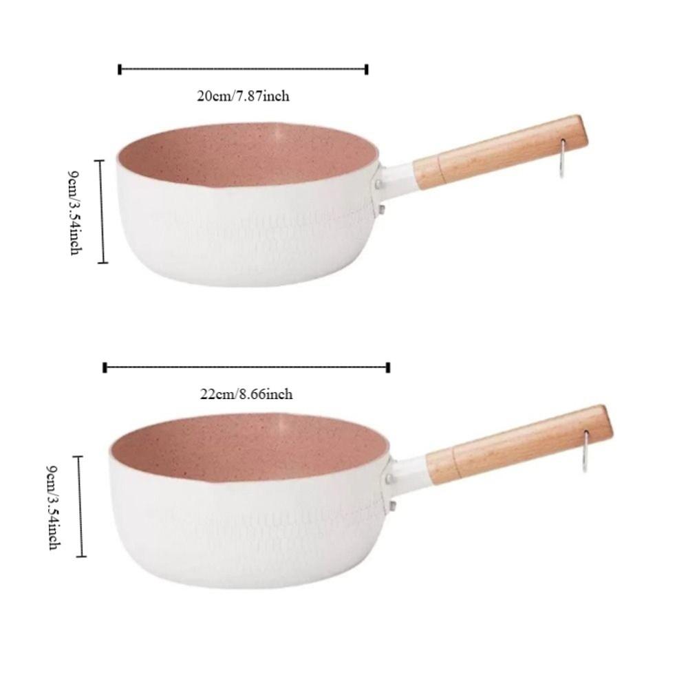 Wooden Handle Japanese Saucepan Aluminum Alloy Universal Non-stick Pan with Lid Diversion Port Soup Pot Dormitory