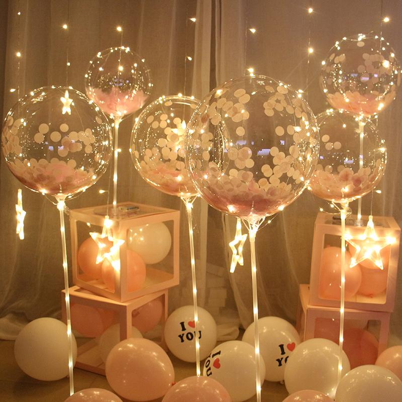 10Pcs 8-36inch Bobo Transparent Balloons 9 Sizes Helium Inflatable Balloons Christmas Wedding Birthday Party Bobble LED Balloon