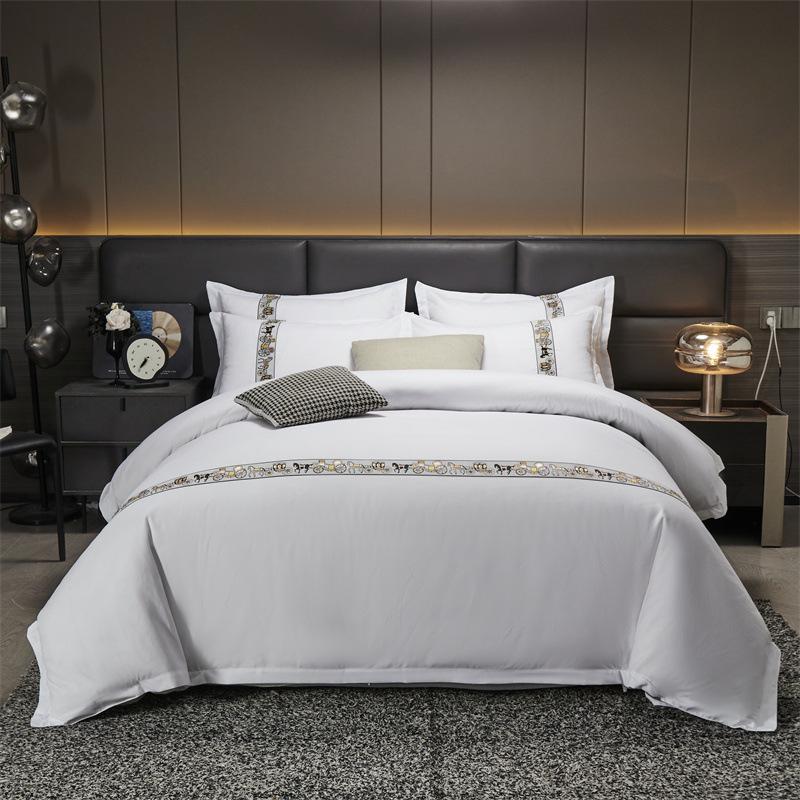 Four-Piece White Bedding Set for Hotels, Guesthouses & B&Bs: Includes Sheets and Three-Piece Duvet Cover Set