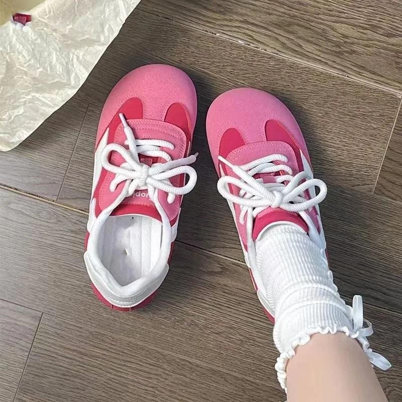 Fashion Women's Shoes 2024 Fashion Front Lace-up Women's Vulcanize Shoes Hot Sale Color Matching New Round Head Comfortable Casual Shoes