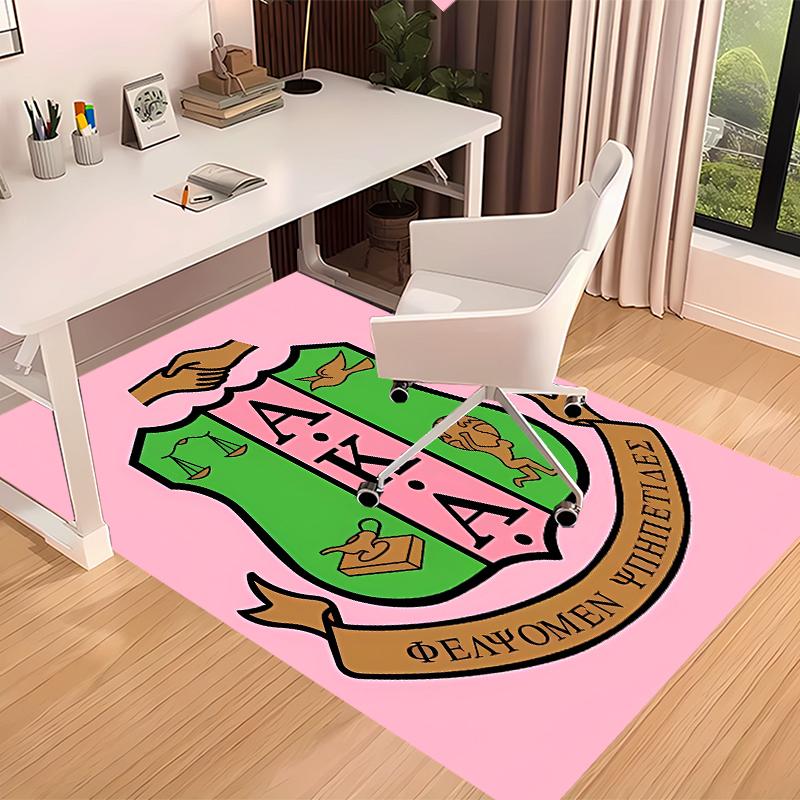1pc AKA Logo Print Area Rug - Soft, Washable Non-Slip Indoor Mat for Office Chairs, Living Room, Home Office Decorative Rug