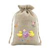 Egg Hunt Easter Favor Bags Linen Fabric Assorted Patterns Reusable Design For Candy Gifts Drawstring Candy Pouches