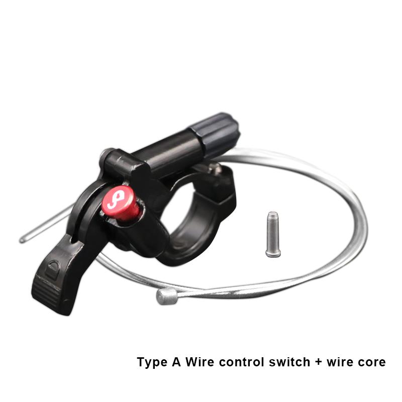 Comutator cu pârghie de comandă de la distanță pentru furcă de bicicletă, cu cablu, Buton de blocare din aliaj de aluminiu