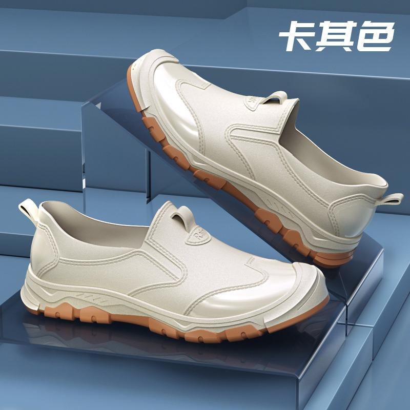 Fashion Men's Low-top Non-slip Rain Shoes One-pedal Wading Shoes Kitchen Non-slip Water Shoes Rubber Shoes Dad Waterproof Shoes Men