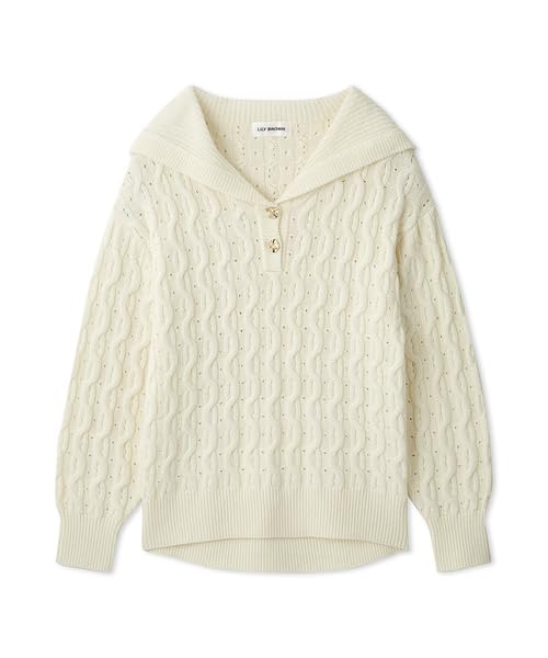

Lily Brown Sailor Collar Cable Knit LWNT245056 White Women s белый