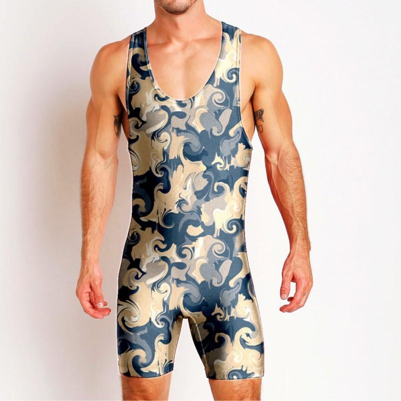 Mens Wrestling Suit One-piece Swimsuit Fitness Gym Workout Clothes Lightweight Breathable Weightlifting Training