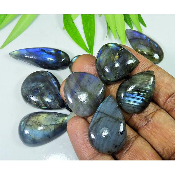 

Natural Labradorite Multi Fire Pear cabochon 12Pcs Loose Gemstone Lot 27-36MM LL-826