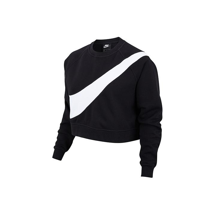 Nike Спортивная флисовая толстовка с круглым вырезом Swoosh, женская толстовка, черная CV8654-010 XL