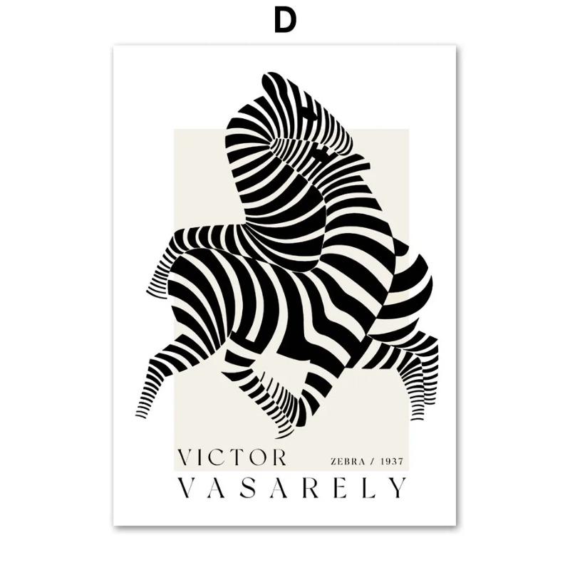 Nordic Victor Vasarely Zebra Psychedelic Geometry Wall Art Poster and Prints Canvas Painting Wall Pictures for Living Room Decor