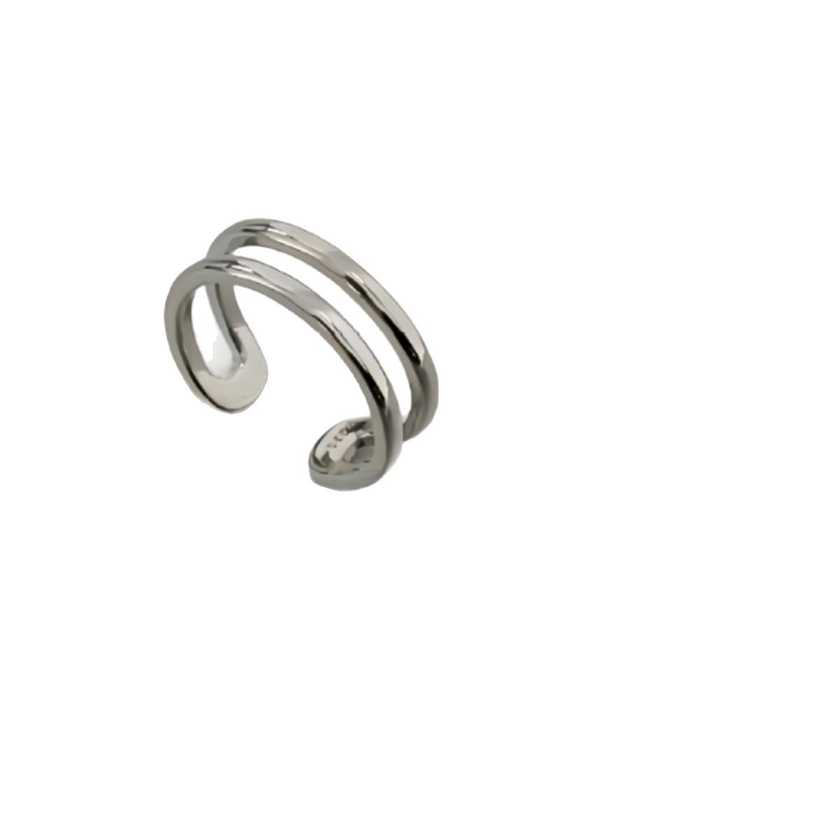 Korean Style Double Layer Open Index Ring for Women - Smooth, Simple Design