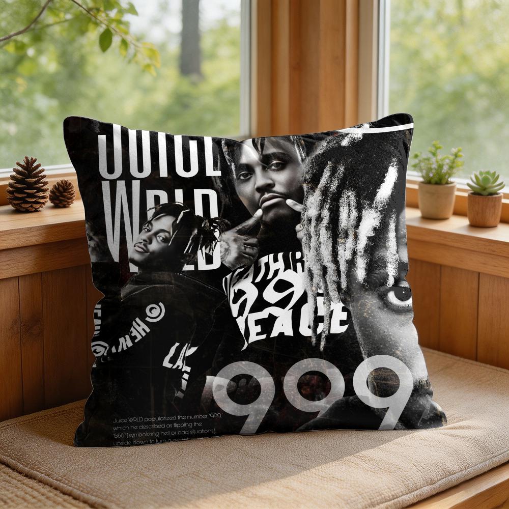 JJuice WrldS Rap Cool Cushion Cover Square Short Plush Pillow Case Living Room Sofa Home Decor Funda X