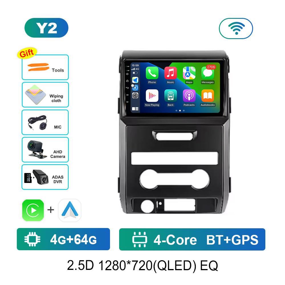 GPS Car Video Multimedia Player Android 14 Bluetooth 4G WiFi for Ford F150 P415 Raptor 2008 - 2014 QLED Touch Screen DSP Stereo