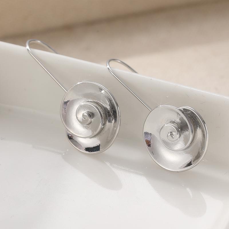 Vintage Concise Spiral Shaped Silvery Plated Pendant Earrings for Women's Daily Casual Jewelry Accessories Dangle Earrings Craft
