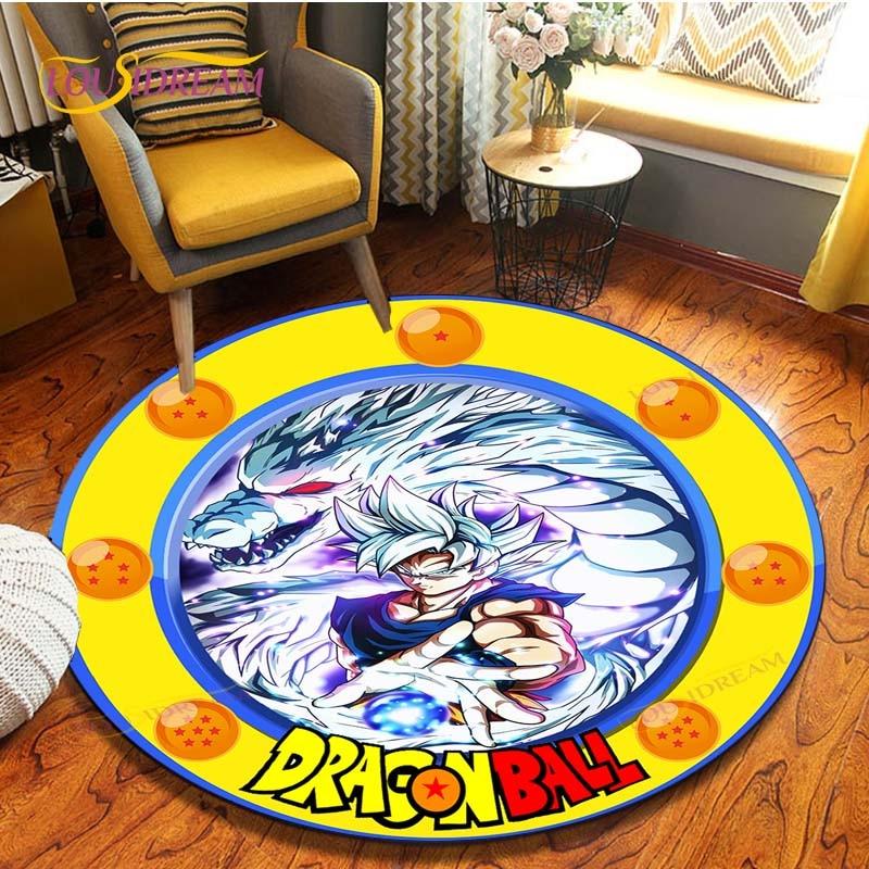 Anime Dragon Ball Goku Round Carpet  Living Room Non-slip Chair 3d Carpet Home Decor Tapis Salon Rugs Mats