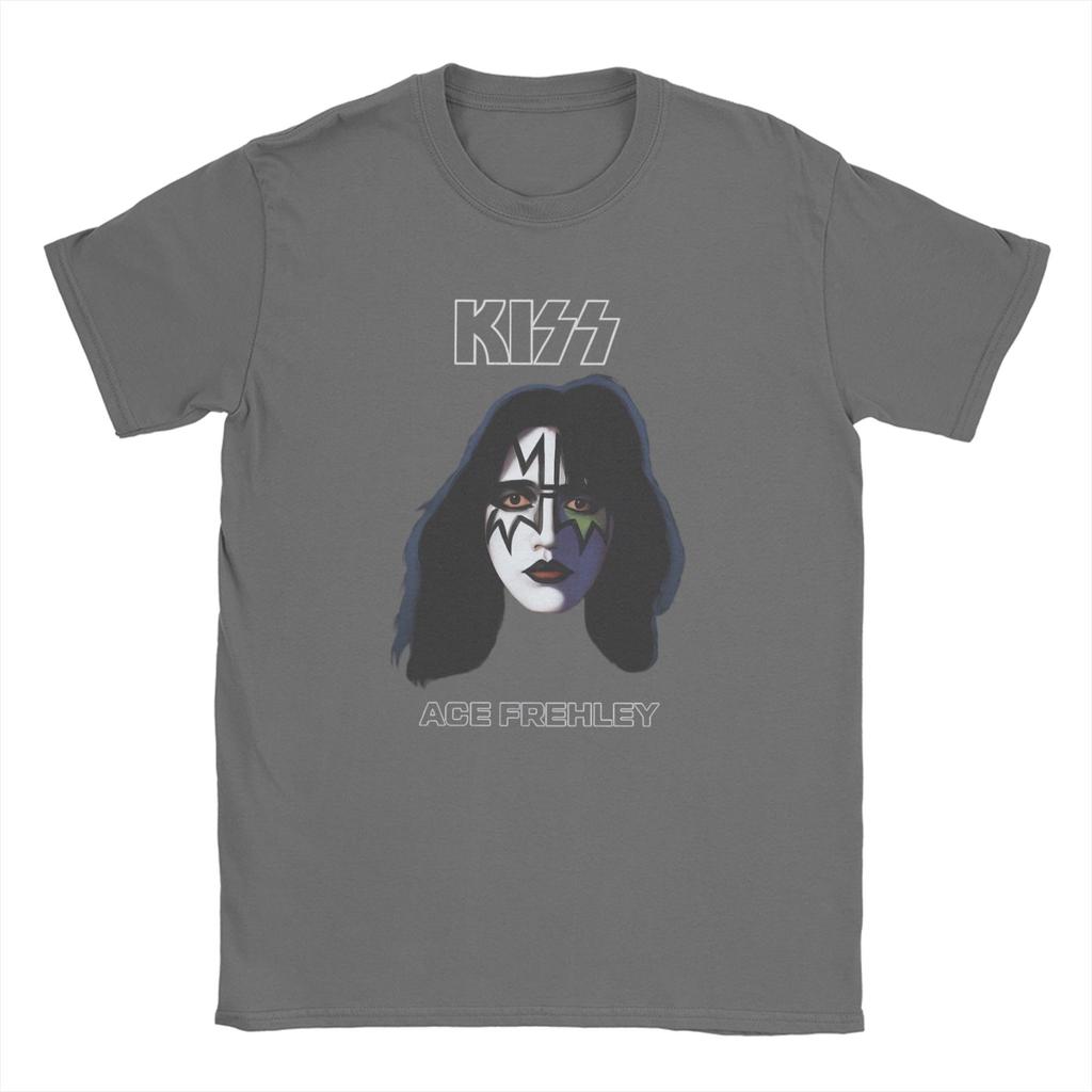Vintage Ace Frehley Spaceman Kiss Band T-Shirt Men Crewneck 100% Cotton T Shirt Short Sleeve Tee Shirt Plus Size Clothing