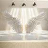 1 Elegant Angel Wing Wall Art Piece - High-quality Polyester Fiber, White and Gold Accents, Perfect for Christmas Decoration