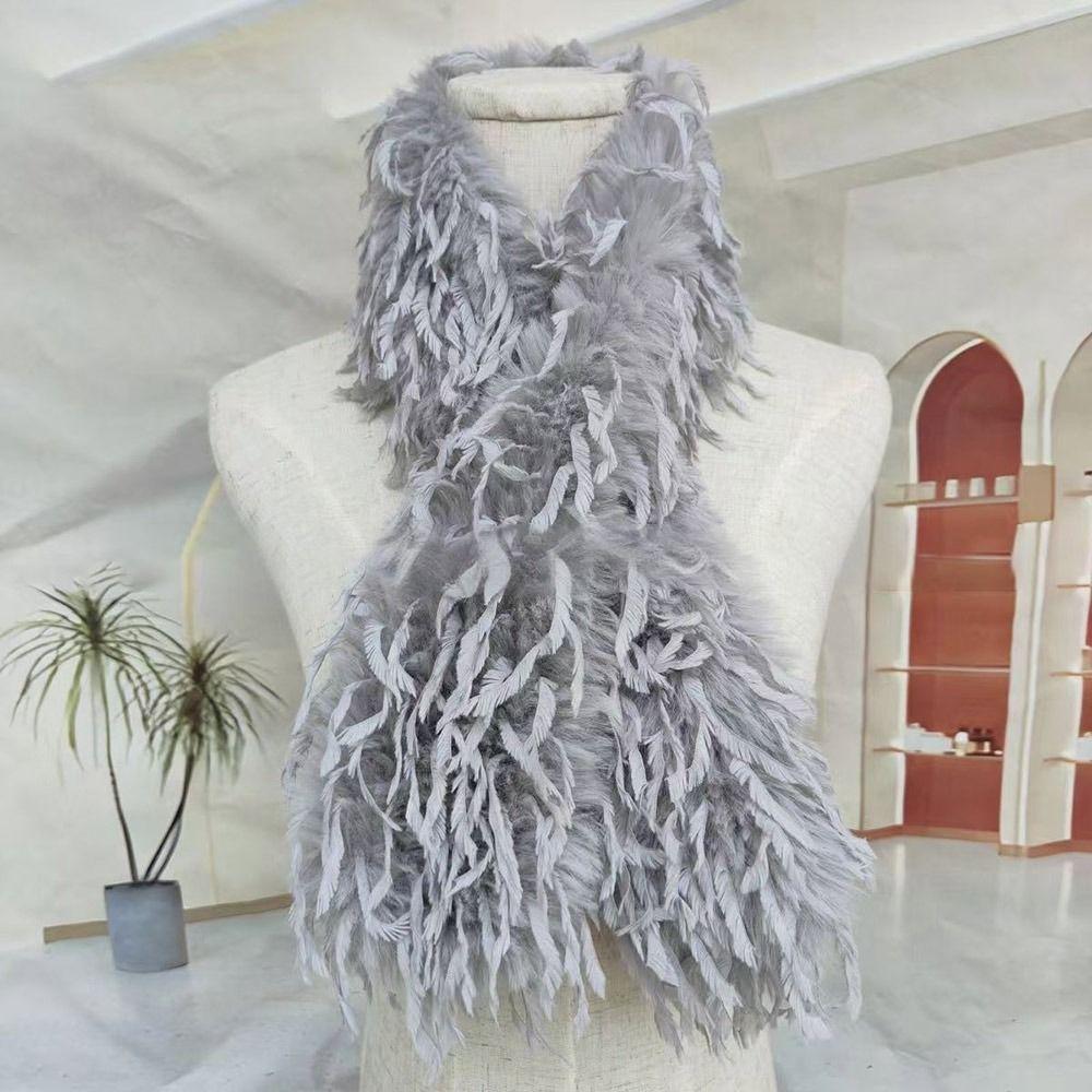 Thick Fluffy Plush Long Strip Scarf Solid color Luxury Y2K Girl Scarf 90cm/180cm Ladies Tassels Scarf for Outdoor Warm