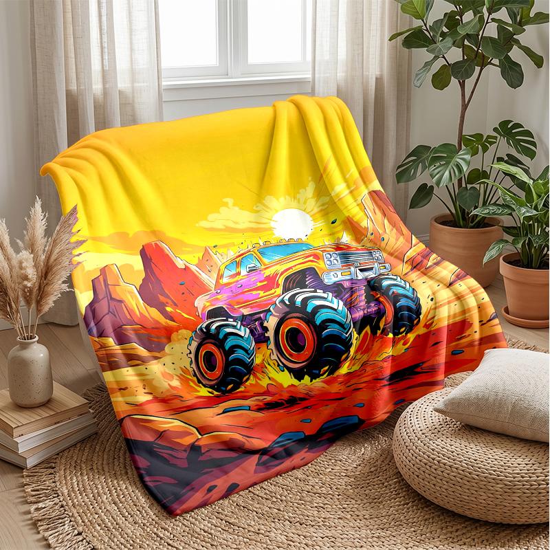 Monster Truck Chaos Theme Blanket Lightweight Warm Flannel Blanket Decorative Throw Blanket for Home Decoration