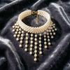 French Court Tassel Embroidered Pearl Choker Wedding Gown Necklace