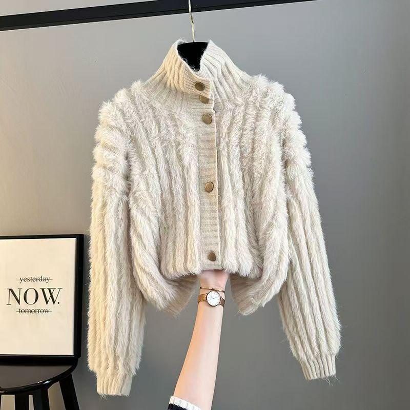 Turtleneck Sweater Women Loose Short Sweater Cardigan Long Sleeve Single Breasted Jacket High-end Temperament Coats Winter Women Sweaters