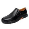 Men's Autumn Low-Top Slip-On Leather Shoes - Versatile, Breathable Casual Driving Footwear in Large British Style.