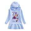 Kpop Demon Hunter Girl Cartoon Rainbow Ruffle Dress – Long Sleeve Hooded Princess Dress for Spring/Autumn