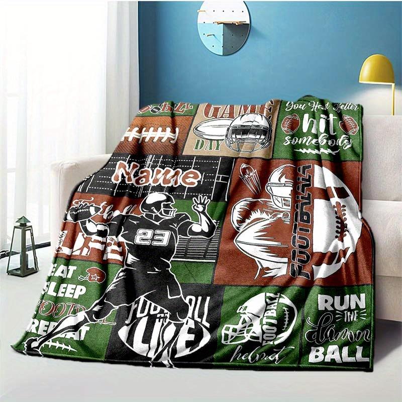 Rugby Game Customize Your Name Blanket Used For Chair Office Sofa Bed Camping Soft And Warm Giving Friends And Relatives Birthday Graduation Gift