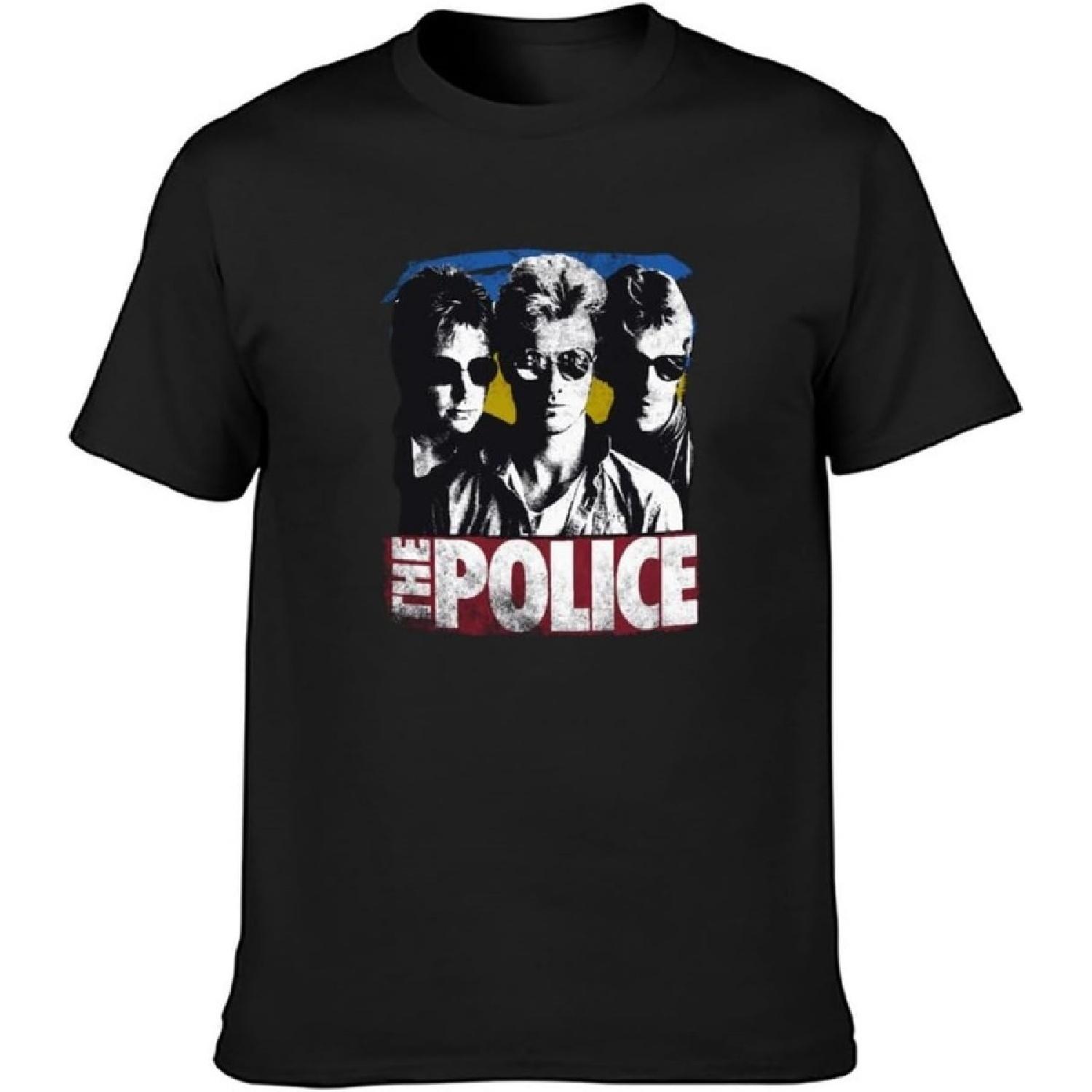 BAI HUA TREE The Police Unisex 100% Cotton Short-Sleeve T-Shirts Black S