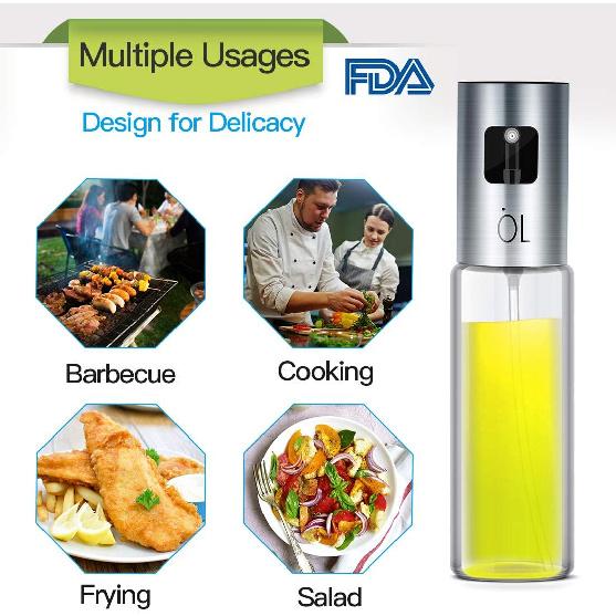 Oil Sprayer for Cooking, Olive Oil Sprayer Mister of Nozzle Upgraded, no Dribbles, Mist More Exquisite, 3.4OZ Capacity Food-Grade, Versatile Glass